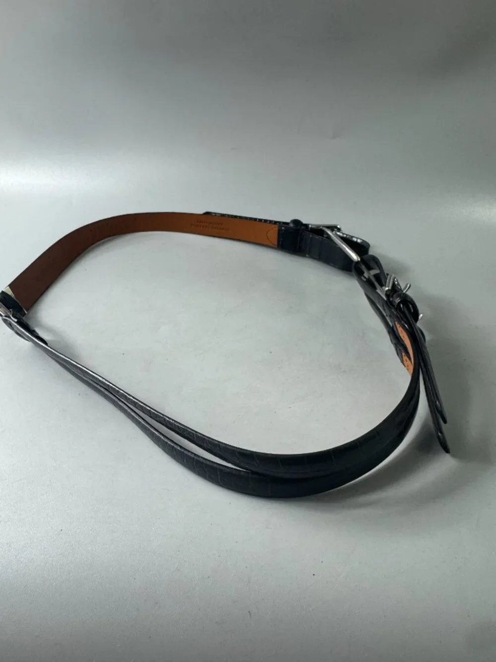 Lauren Ralph Lauren Tri-Strap Black Leather Belt, Size L